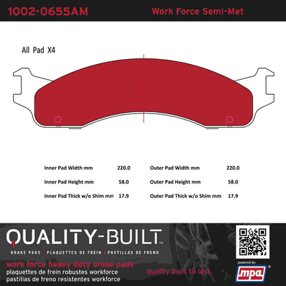 Quality-Built Quality-Built Work Force Heavy Duty Brake Pads w/ Hardware 1002-0655AM