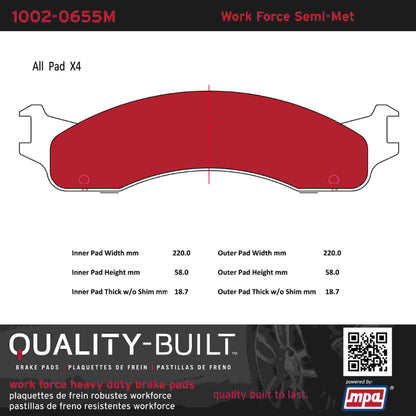 Quality-Built Quality-Built Work Force Heavy Duty Brake Pads w/ Hardware 1002-0655M