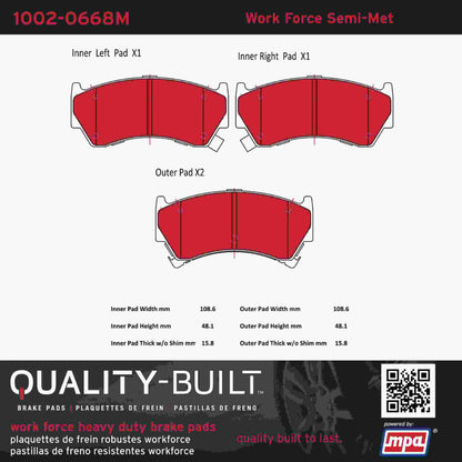 Quality-Built Quality-Built Work Force Heavy Duty Brake Pads w/ Hardware 1002-0668M