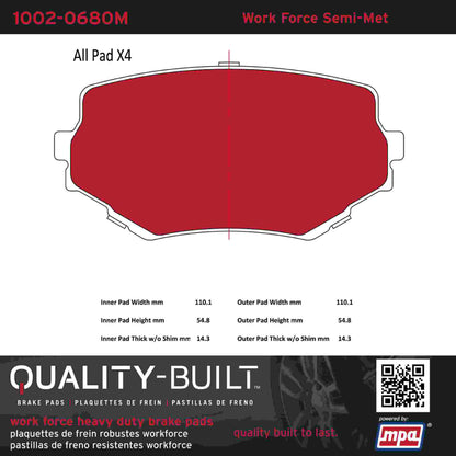 Quality-Built Quality-Built Work Force Heavy Duty Brake Pads w/ Hardware 1002-0680M