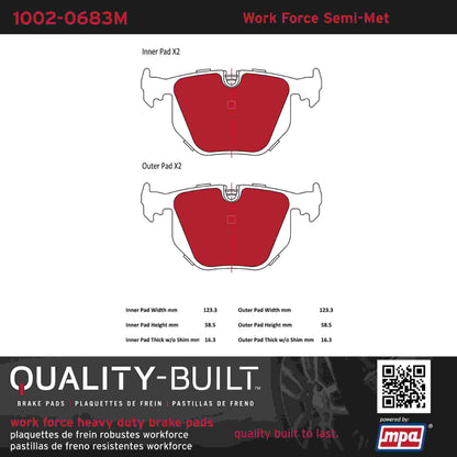 Quality-Built Quality-Built Work Force Heavy Duty Brake Pads w/ Hardware 1002-0683M