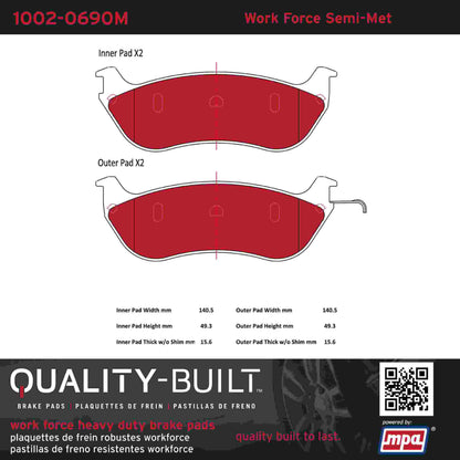 Quality-Built Quality-Built Work Force Heavy Duty Brake Pads w/ Hardware 1002-0690M