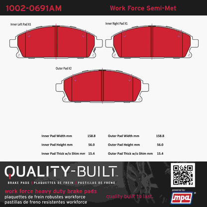 Quality-Built Quality-Built Work Force Heavy Duty Brake Pads w/ Hardware 1002-0691AM
