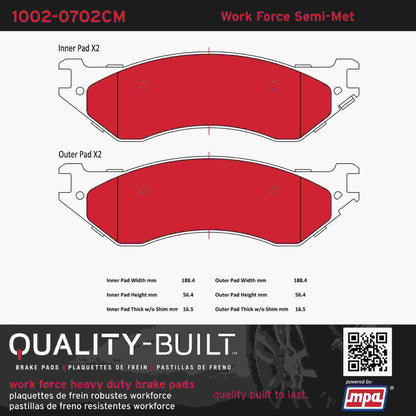 Quality-Built Quality-Built Work Force Heavy Duty Brake Pads w/ Hardware 1002-0702CM