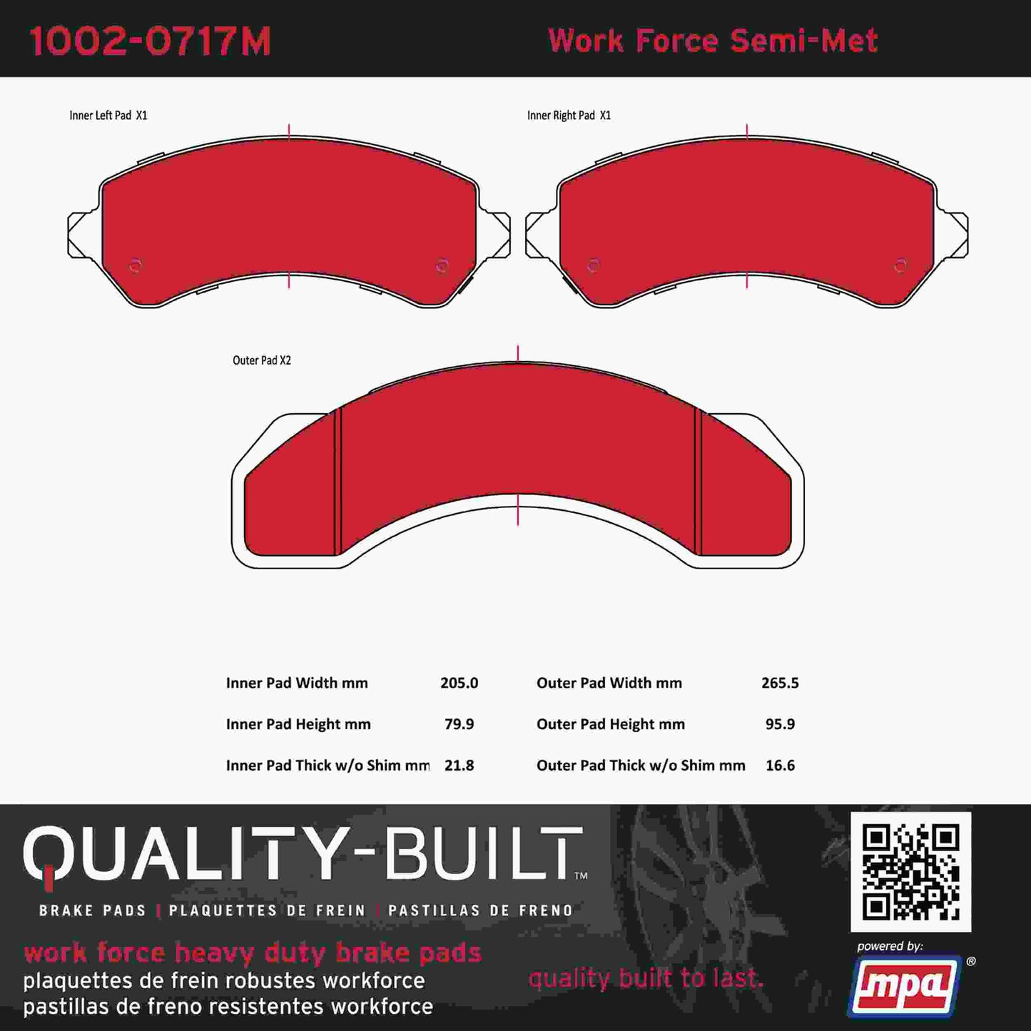 Quality-Built Quality-Built Work Force Heavy Duty Brake Pads 1002-0717M