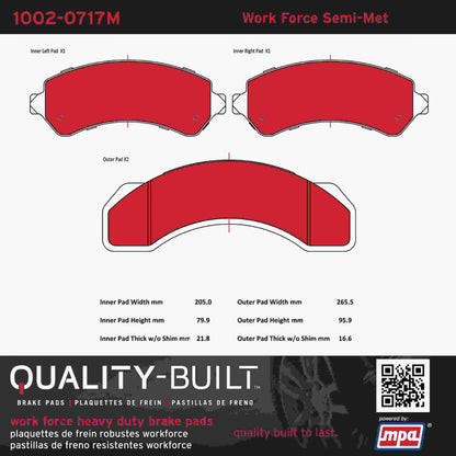 Quality-Built Quality-Built Work Force Heavy Duty Brake Pads 1002-0717M