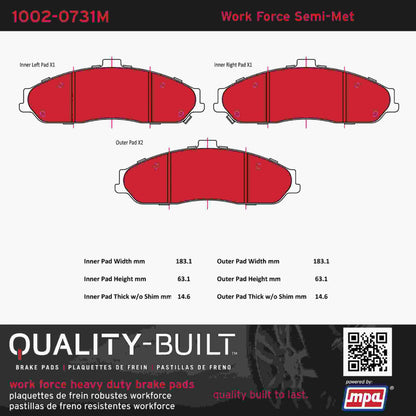 Quality-Built Quality-Built Work Force Heavy Duty Brake Pads w/ Hardware 1002-0731M
