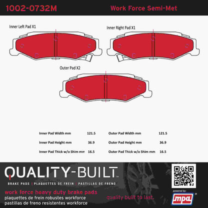 Quality-Built Quality-Built Work Force Heavy Duty Brake Pads w/ Hardware 1002-0732M
