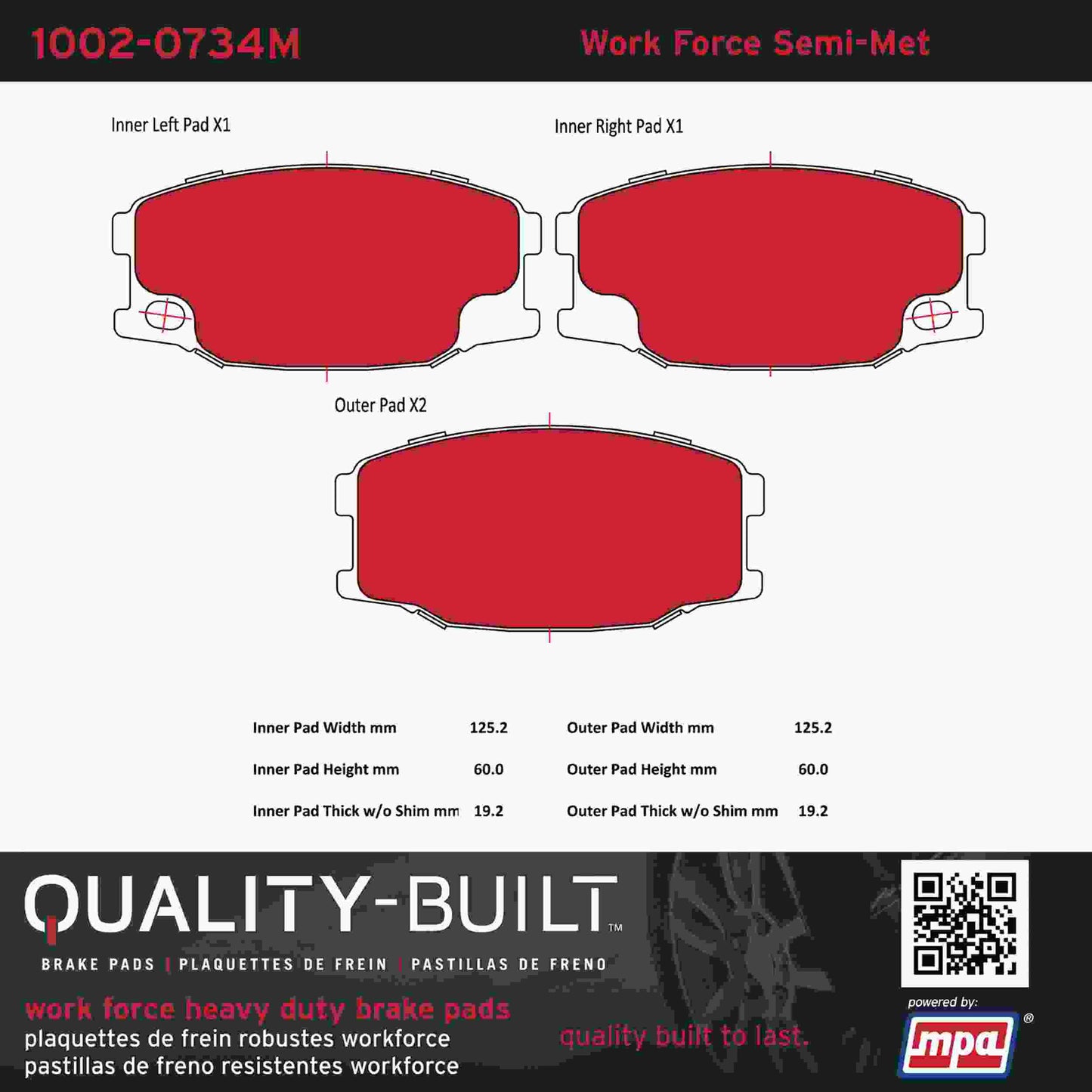 Quality-Built Quality-Built Work Force Heavy Duty Brake Pads 1002-0734M