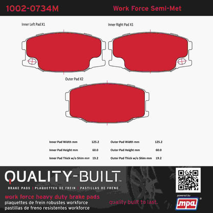 Quality-Built Quality-Built Work Force Heavy Duty Brake Pads 1002-0734M