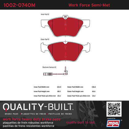 Quality-Built Quality-Built Work Force Heavy Duty Brake Pads w/ Hardware 1002-0740M