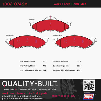 Quality-Built Quality-Built Work Force Heavy Duty Brake Pads w/ Hardware 1002-0746M