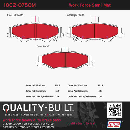 Quality-Built Quality-Built Work Force Heavy Duty Brake Pads w/ Hardware 1002-0750M