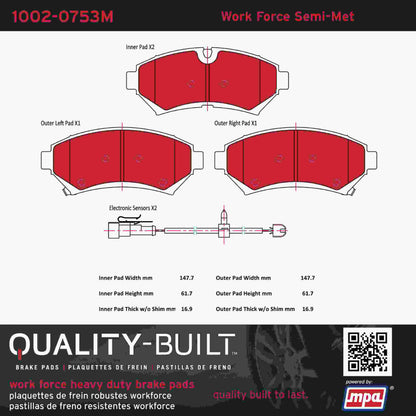 Quality-Built Quality-Built Work Force Heavy Duty Brake Pads w/ Hardware 1002-0753M
