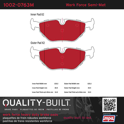 Quality-Built Quality-Built Work Force Heavy Duty Brake Pads w/ Hardware 1002-0763M
