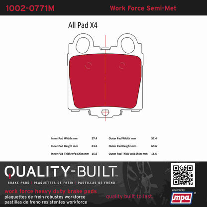 Quality-Built Quality-Built Work Force Heavy Duty Brake Pads w/ Hardware 1002-0771M