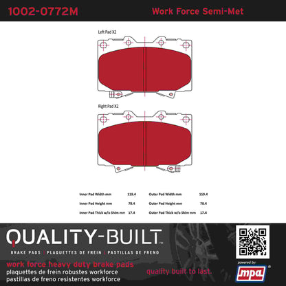 Quality-Built Quality-Built Work Force Heavy Duty Brake Pads w/ Hardware 1002-0772M