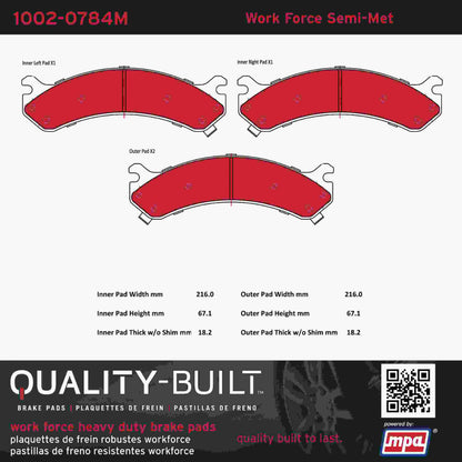 Quality-Built Quality-Built Work Force Heavy Duty Brake Pads w/ Hardware 1002-0784M