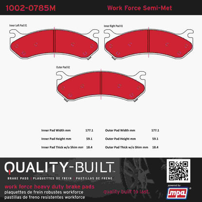 Quality-Built Quality-Built Work Force Heavy Duty Brake Pads w/ Hardware 1002-0785M
