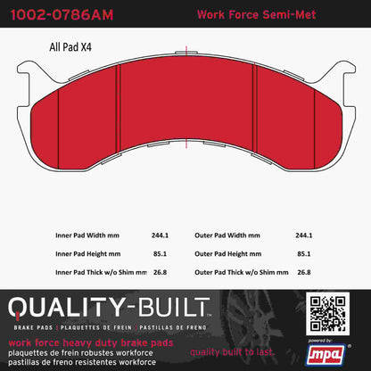 Quality-Built Quality-Built Work Force Heavy Duty Brake Pads w/ Hardware 1002-0786AM