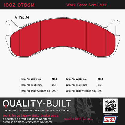 Quality-Built Quality-Built Work Force Heavy Duty Brake Pads w/ Hardware 1002-0786M