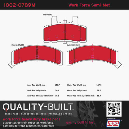 Quality-Built Quality-Built Work Force Heavy Duty Brake Pads w/ Hardware 1002-0789M