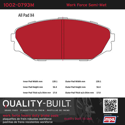 Quality-Built Quality-Built Work Force Heavy Duty Brake Pads w/ Hardware 1002-0793M