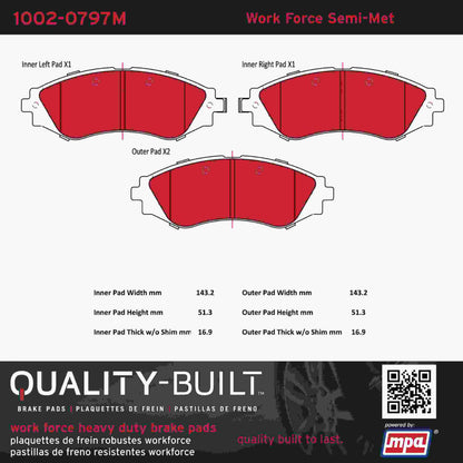 Quality-Built Quality-Built Work Force Heavy Duty Brake Pads w/ Hardware 1002-0797M