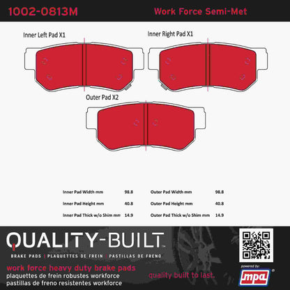Quality-Built Quality-Built Work Force Heavy Duty Brake Pads w/ Hardware 1002-0813M