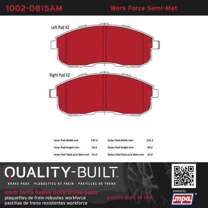 Quality-Built Quality-Built Work Force Heavy Duty Brake Pads w/ Hardware 1002-0815AM