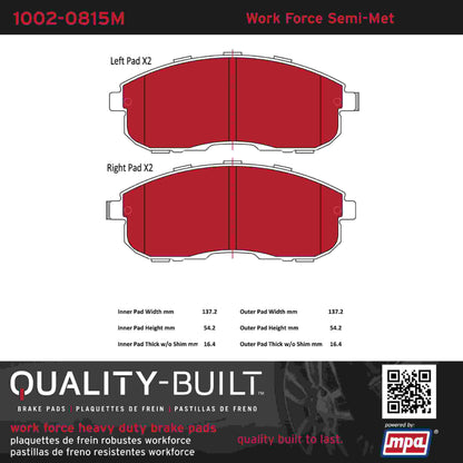 Quality-Built Quality-Built Work Force Heavy Duty Brake Pads w/ Hardware 1002-0815M