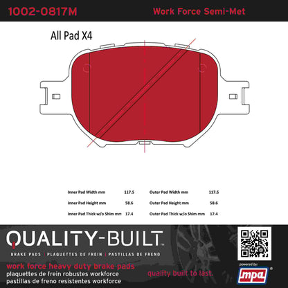 Quality-Built Quality-Built Work Force Heavy Duty Brake Pads w/ Hardware 1002-0817M