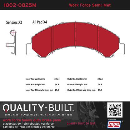 Quality-Built Quality-Built Work Force Heavy Duty Brake Pads w/ Hardware 1002-0825M