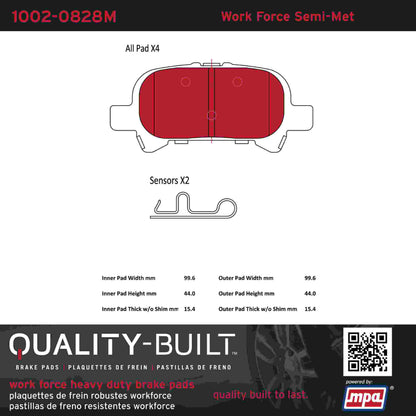 Quality-Built Quality-Built Work Force Heavy Duty Brake Pads w/ Hardware 1002-0828M