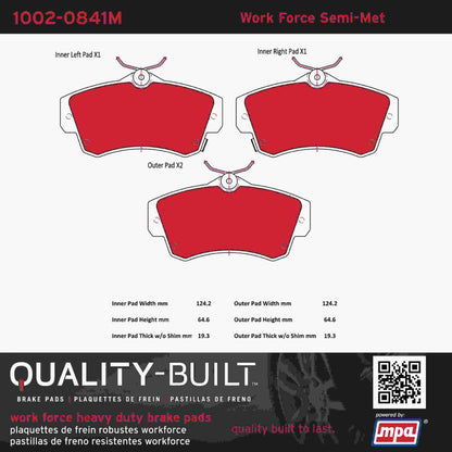 Quality-Built Quality-Built Work Force Heavy Duty Brake Pads w/ Hardware 1002-0841M