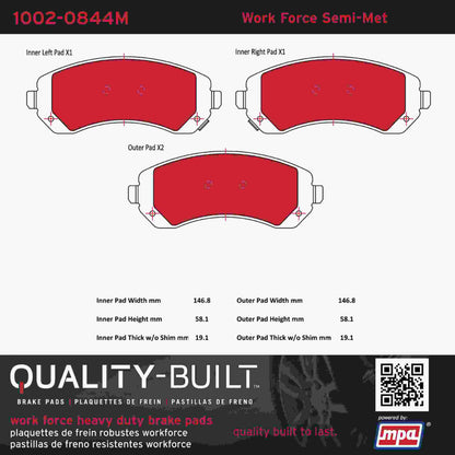Quality-Built Quality-Built Work Force Heavy Duty Brake Pads w/ Hardware 1002-0844M