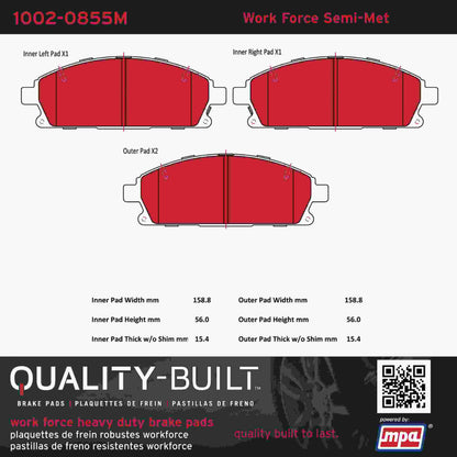 Quality-Built Quality-Built Work Force Heavy Duty Brake Pads w/ Hardware 1002-0855M