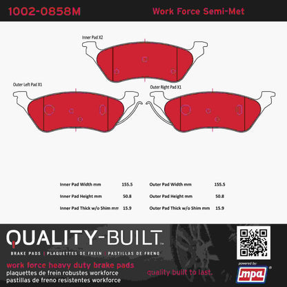 Quality-Built Quality-Built Work Force Heavy Duty Brake Pads 1002-0858M