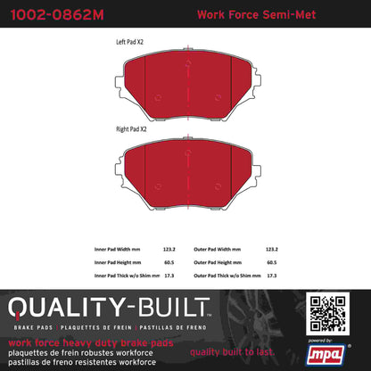 Quality-Built Quality-Built Work Force Heavy Duty Brake Pads w/ Hardware 1002-0862M