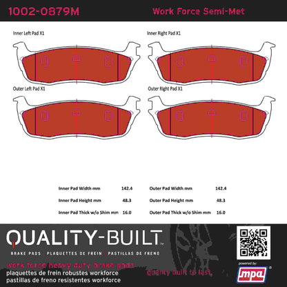 Quality-Built Quality-Built Work Force Heavy Duty Brake Pads w/ Hardware 1002-0879M