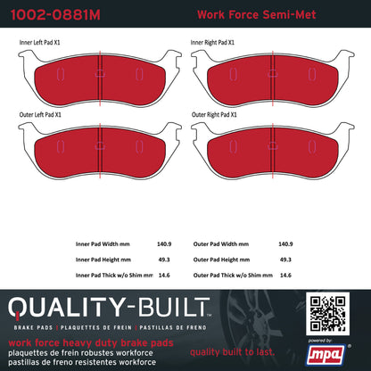 Quality-Built Quality-Built Work Force Heavy Duty Brake Pads w/ Hardware 1002-0881M