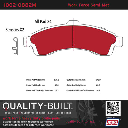 Quality-Built Quality-Built Work Force Heavy Duty Brake Pads w/ Hardware 1002-0882M