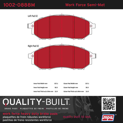 Quality-Built Quality-Built Work Force Heavy Duty Brake Pads w/ Hardware 1002-0888M