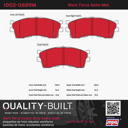 Quality-Built Quality-Built Work Force Heavy Duty Brake Pads w/ Hardware 1002-0889M