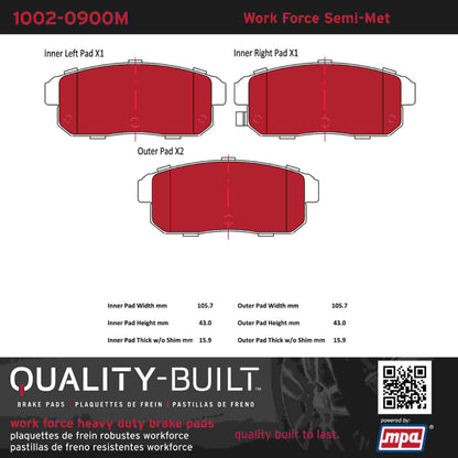 Quality-Built Quality-Built Work Force Heavy Duty Brake Pads w/ Hardware 1002-0900M