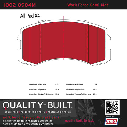 Quality-Built Quality-Built Work Force Heavy Duty Brake Pads w/ Hardware 1002-0904M