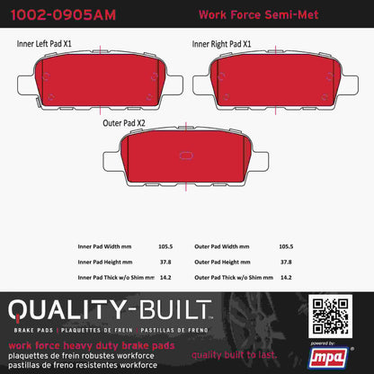 Quality-Built Quality-Built Work Force Heavy Duty Brake Pads w/ Hardware 1002-0905AM