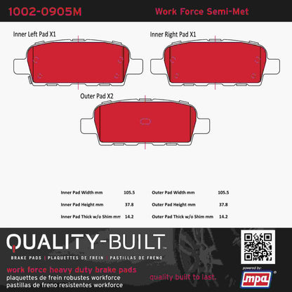 Quality-Built Quality-Built Work Force Heavy Duty Brake Pads w/ Hardware 1002-0905M