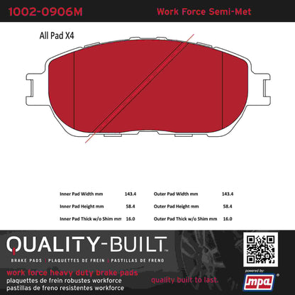 Quality-Built Quality-Built Work Force Heavy Duty Brake Pads w/ Hardware 1002-0906M