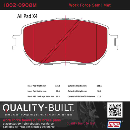 Quality-Built Quality-Built Work Force Heavy Duty Brake Pads w/ Hardware 1002-0908M